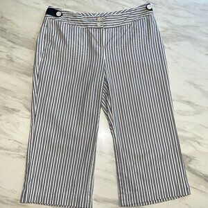 White House Black Market Black and White Striped Capri Pants